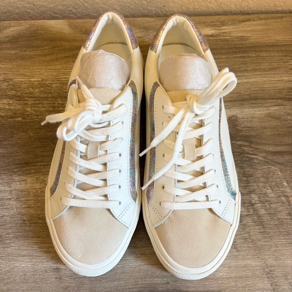 NWOB Madewell Sidewalk Low-Top Sneakers in Iridescent Leather - Picture 5 of 14